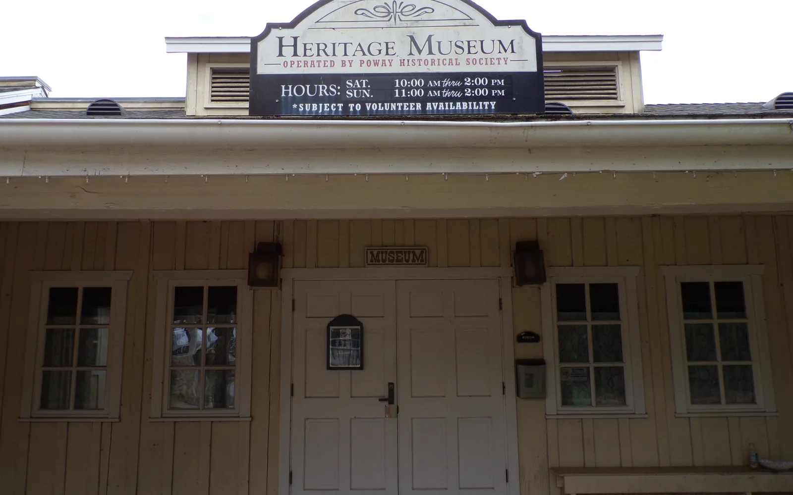 Heritage Museum building at Old Poway Park, a restored structure from early 1900s California